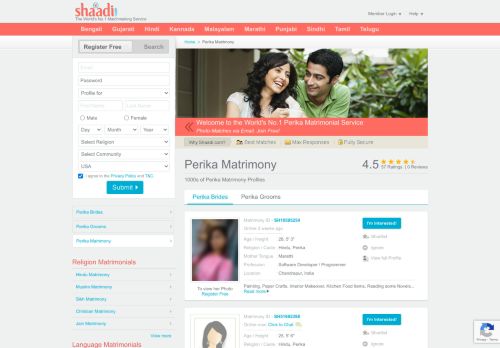 
                            3. Shaadi.com - Perika Matrimony & Matrimonial Site