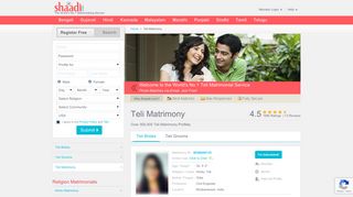 
                            3. Shaadi.com - Teli Matrimony & Matrimonial Site