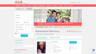 
                            6. Shaadi.com - The No.1 Matrimony & Matrimonial Site in Maharashtra