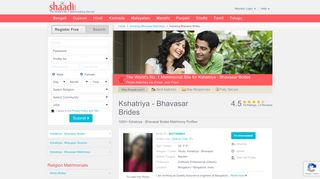 
                            10. Shaadi.com - The No.1 Site for Kshatriya Bhavasar Brides
