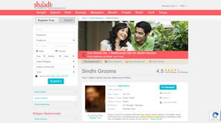 
                            12. Shaadi.com - The No.1 Site for Sindhi Grooms