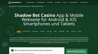 
                            12. Shadow Bet Casino App für Android, iOS & mobile Webseite