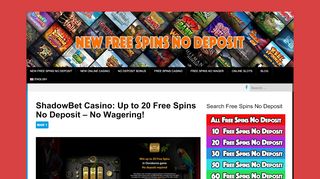 
                            3. ShadowBet Casino: 10 Free Spins No Deposit - No Wagering! - New ...