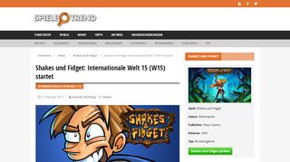 
                            5. Shakes und Fidget: Internationale Welt 15 (W15) startet – Spieletrend