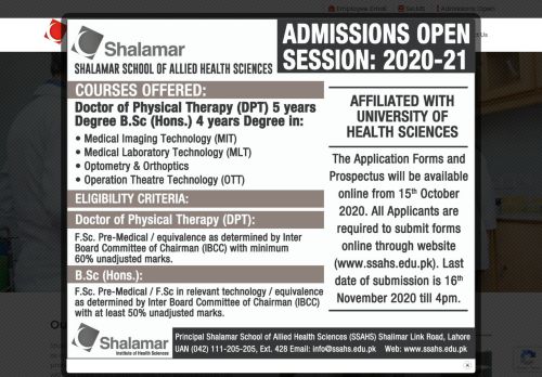 
                            11. Shalamar School of Allied Health Sciences