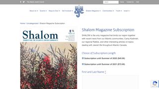 
                            11. Shalom Magazine Subscription – Atlantic Jewish Council