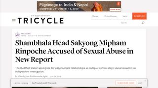 
                            11. Shambhala Head Sakyong Mipham Rinpoche Accused of Sexual Abuse