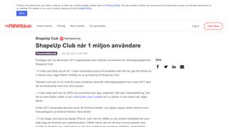 
                            12. ShapeUp Club når 1 miljon användare - ShapeUp Club - Mynewsdesk