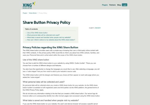 
                            2. Share Button Privacy Policy | XING Developer
