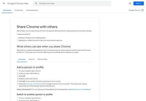 
                            6. Share Chrome with others - Computer - Google Chrome Help