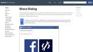 
                            1. Share Dialog - Sharing - Documentation - Facebook for Developers