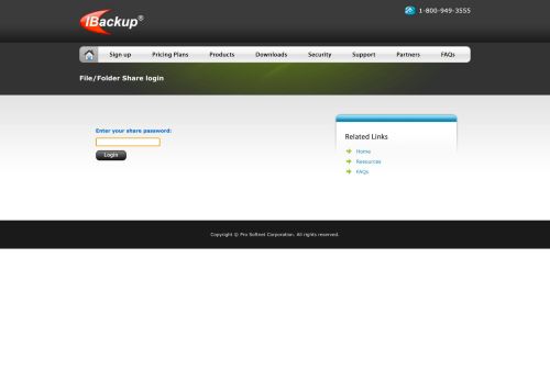 
                            13. Share login - IBackup online backup, storage and sharing solution