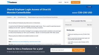 
                            9. Shared Employer Login Access of Dice/US Monster/CareerBuilder ...