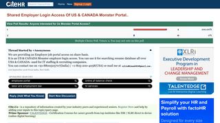 
                            13. Shared Employer Login Access of US & CANADA Monster Portal.. - CiteHR