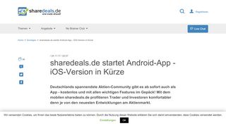 
                            12. sharedeals.de startet Android-App – iOS-Version in Kürze ...