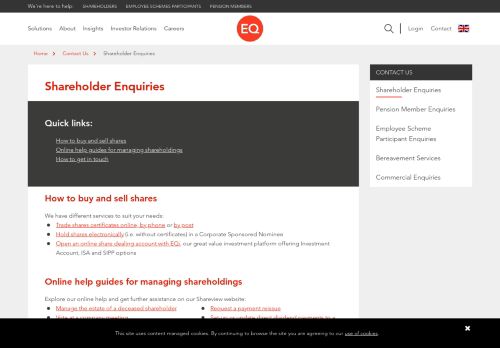 
                            7. Shareholder Enquiries - Equiniti