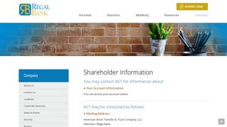 
                            12. Shareholder Information - Regal Bank