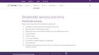 
                            4. Shareholder Services and Forms - Investor Relations | TELUS