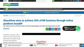 
                            12. Sharekhan aims to achieve 30% of MF business through online ...