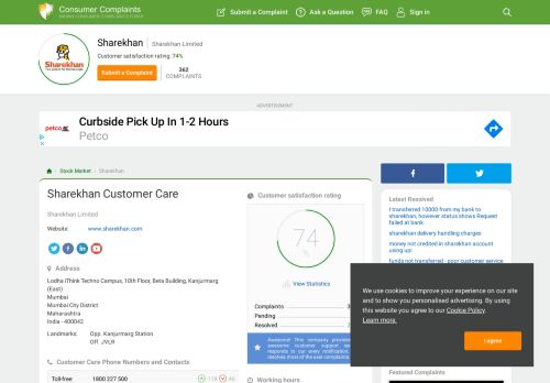 Sharekhan Customer Care, Complaints and Reviews
