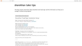 
                            11. sharekhan take tips: ShareKhan TradeTiger Installation Setup