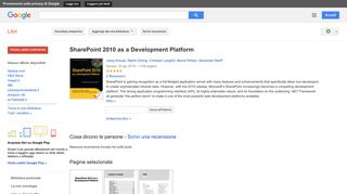 
                            10. SharePoint 2010 as a Development Platform - Risultati da Google Libri