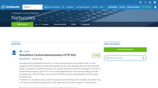 
                            4. SharePoint Central Administration HTTP 403 - TechRepublic