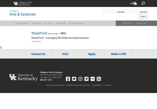 
                            2. SharePoint - College of Arts & Sciences - University of Kentucky
