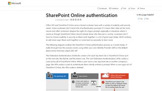 
                            6. SharePoint Online authentication | Microsoft Docs