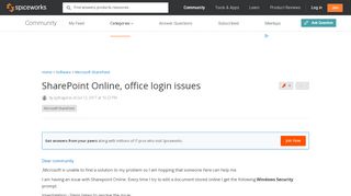 
                            6. SharePoint Online, office login issues - Spiceworks Community
