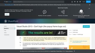 
                            7. sharepoint online - Visual Studio 2013 - Can't login (the popup frame ...