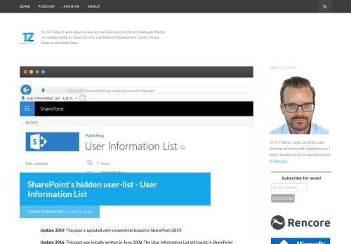 
                            7. SharePoint's hidden user-list - User Information List - Tobias Zimmergren