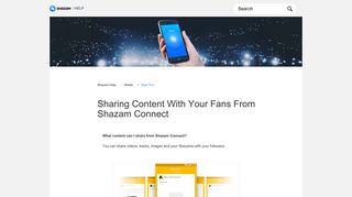 
                            11. Sharing content with your fans from Shazam Connect – Shazam Help