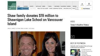 
                            12. Shaw family donates $19 million to Shawnigan Lake School on ...