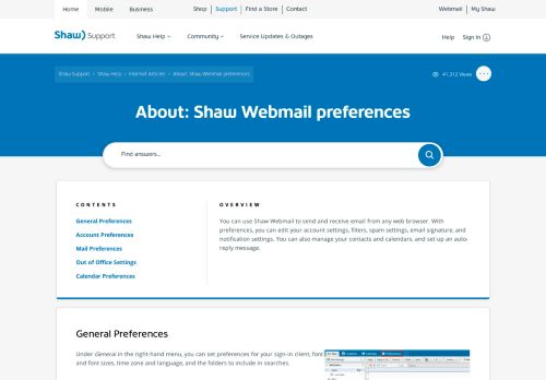 
                            7. Shaw Webmail Preferences | Shaw Support - Shaw Communications
