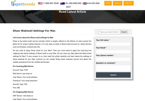
                            7. Shaw Webmail Settings For Mac - Expertneeds