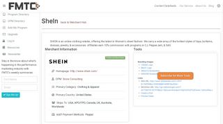 
                            11. SheIn Affiliate Program listing in the FMTC Merchant Hub, Affiliate ...
