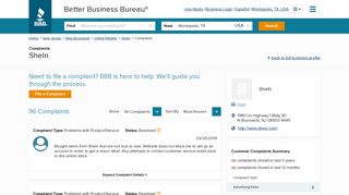 
                            12. SheIn | Complaints | Better Business Bureau® Profile