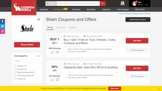 
                            6. Shein Coupons & Offers | Upto 80% OFF | Flat 7% CD Cashback