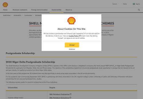 
                            12. Shell Nigeria Students Scholarship Schemes | Shell Nigeria