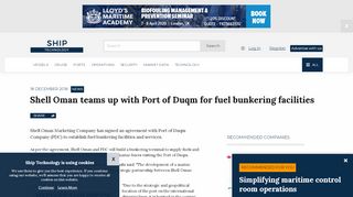 
                            9. Shell Oman teams up with Port of Duqm for fuel bunkering facilities