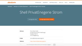 
                            11. Shell PrivatEnegerie Strom Kündigungsadresse - Aboalarm