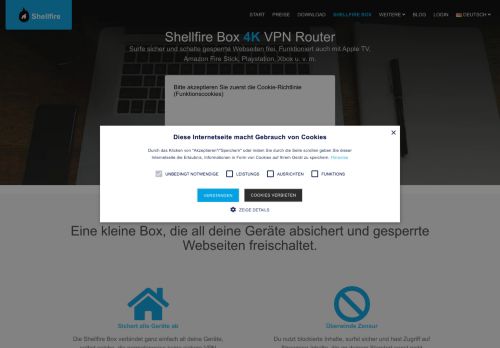 
                            2. Shellfire Box VPN Router - Anonym surfen & Websites freischalten