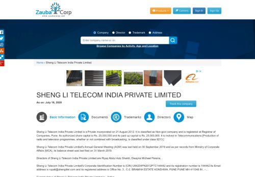 
                            9. SHENG LI TELECOM INDIA PRIVATE LIMITED - Company, directors ...