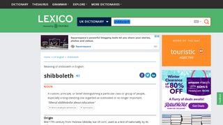 
                            8. shibboleth | Definition of shibboleth in English by Oxford Dictionaries