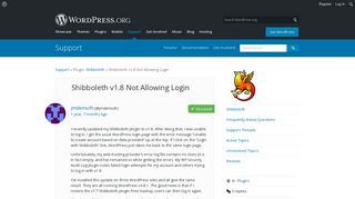 
                            8. Shibboleth v1.8 Not Allowing Login | WordPress.org