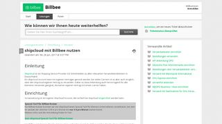 
                            9. shipcloud mit Billbee nutzen : Billbee