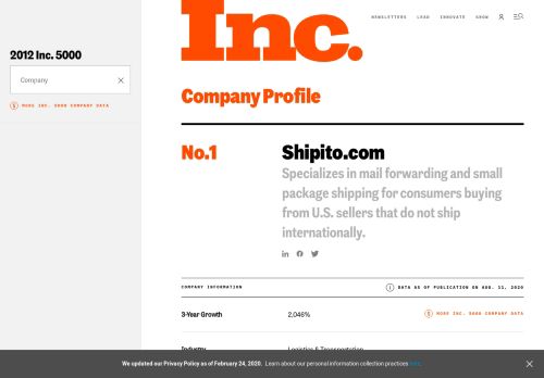 
                            13. Shipito.com - Torrance, CA - Inc.com