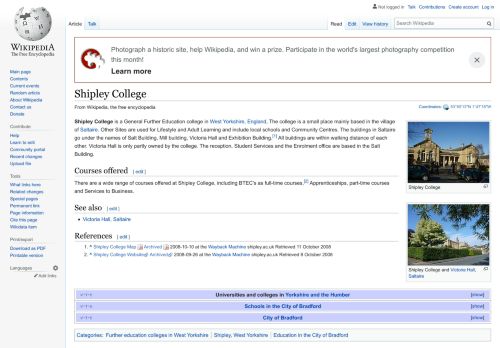 
                            8. Shipley College - Wikipedia