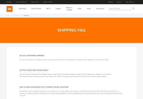 
                            12. Shipping FAQ - Mi India - Mi.com